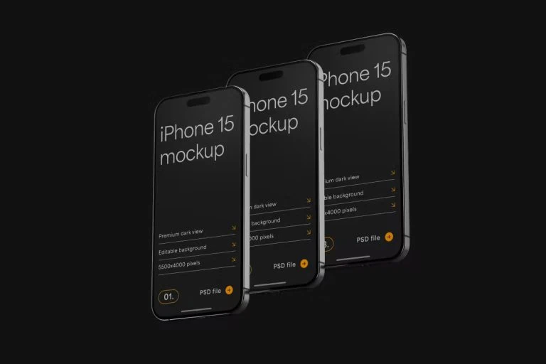Download Latest iPhone 15 Pro PSD Mockup Set (Realistic + Full HD)