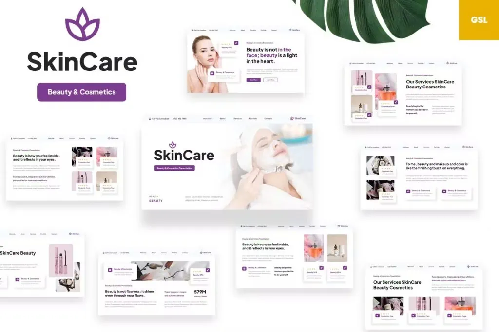 SkinCare - Elegant Beauty and Cosmetics Google Slides Presentation Theme